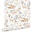 papier peint forêt avec des animaux de la forêt vert grisé et beige