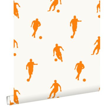 papier peint joueurs de football orange et blanc