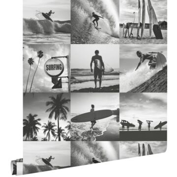 papier peint photos de surfeurs gris foncé