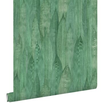 papier peint feuilles vert jade