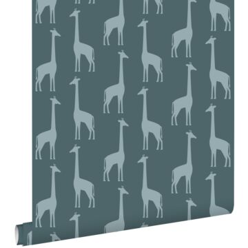 papier peint girafes blue foncé grisé