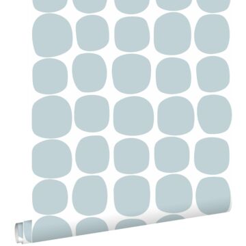 papier peint motif graphique bleu clair et blanc