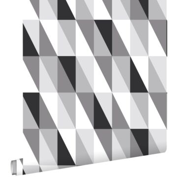 papier peint triangles graphiques noir, gris et blanc