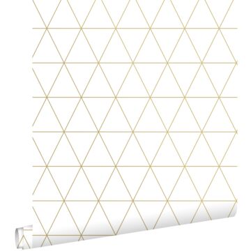 papier peint triangles graphiques blanc et or