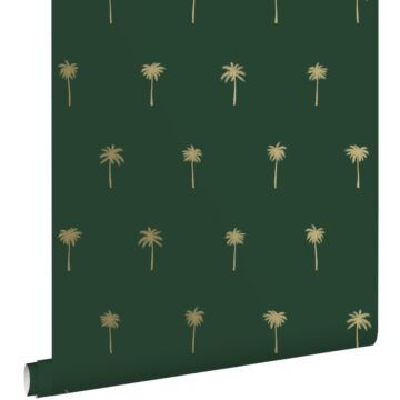 papier peint palmiers vert émeraude et or