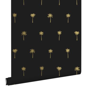 papier peint palmiers noir et or
