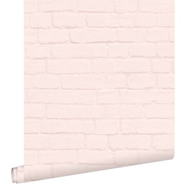 papier peint brique rose clair