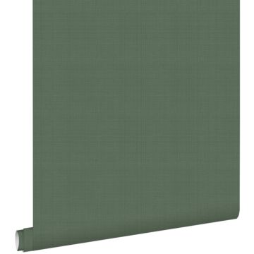 papier peint lin vert olive grisé
