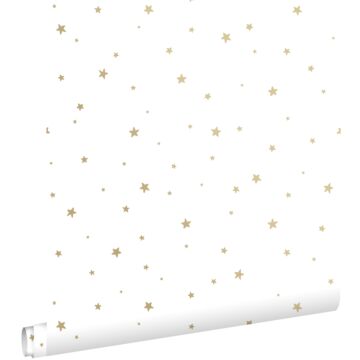 papier peint petites étoiles blanc et or