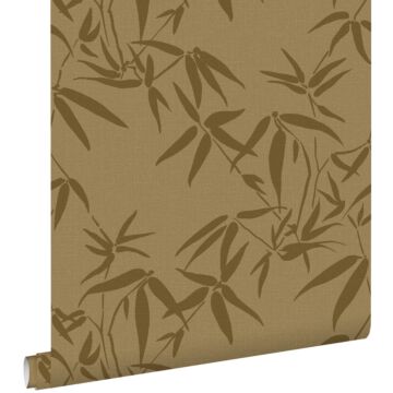 papier peint feuilles de bambou jaune ocre