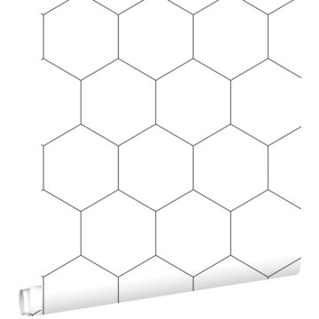 papier peint hexagone noir et blanc