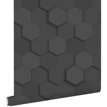 papier peint hexagone 3d noir