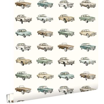 papier peint voitures anciennes vintage beige