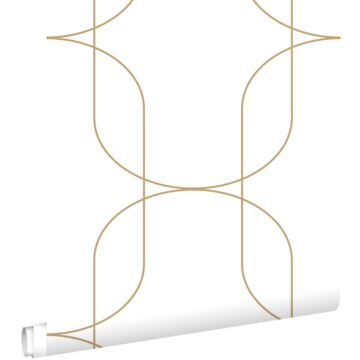 papier peint formes géométriques blanc et or