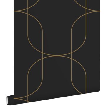 papier peint formes géométriques noir et or
