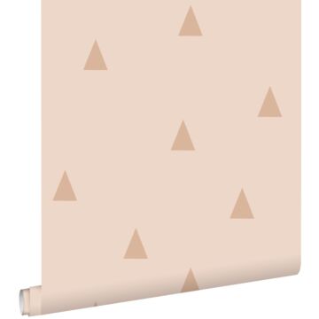 papier peint triangles graphiques rose terracotta