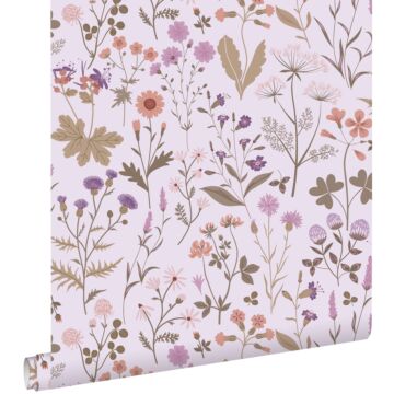 papier peint fleurs des champs violet