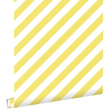 papier peint à rayures jaune et blanc