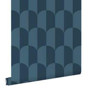 papier peint art déco blue foncé grisé