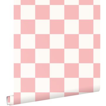 papier peint à damier rose et blanc
