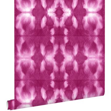 papier peint motif shibori tie-dye rose intense fuchsia