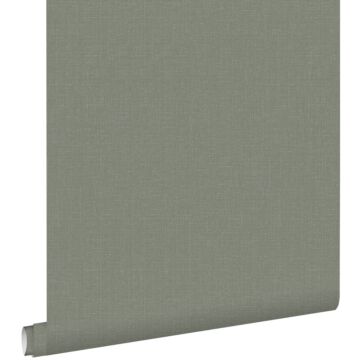 papier peint effet lin vert olive grisé