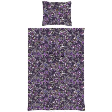 jeu de house de couette simple fleurs et paisleys violet