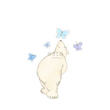 papier peint panoramique ours beige, bleu et violet