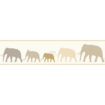 frise papier peint intissé XXL éléphants beige