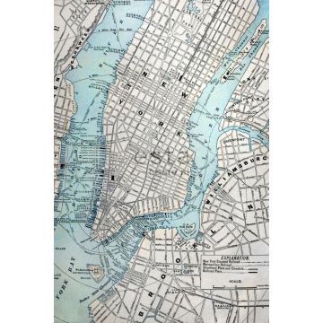 papier peint panoramique plan de New York gris et bleu
