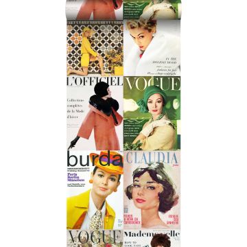 papier peint intissé XXL couvertures de magazines multicolore