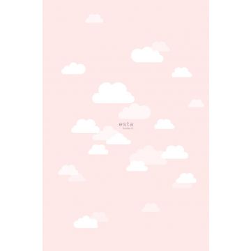 papier peint panoramique petits nuages rose clair