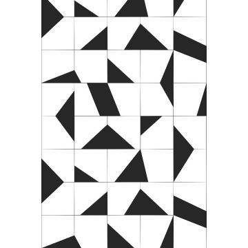 papier peint panoramique motif de carrellages noir et blanc