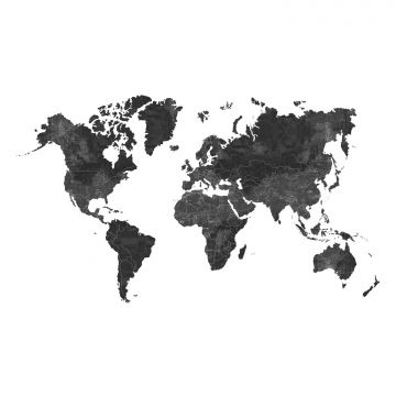 papier peint panoramique carte du monde gris charbon de bois