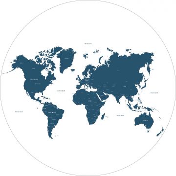 papier peint panoramique rond adhésif carte du monde bleu