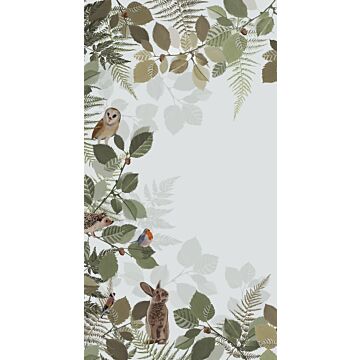 papier peint panoramique animaux de la forêt vert et marron