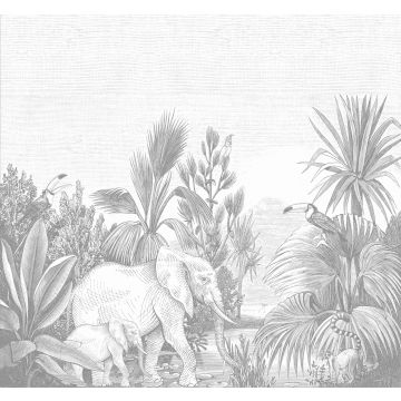papier peint panoramique jungle gris