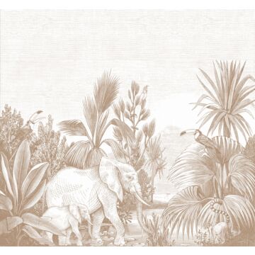 papier peint panoramique jungle beige