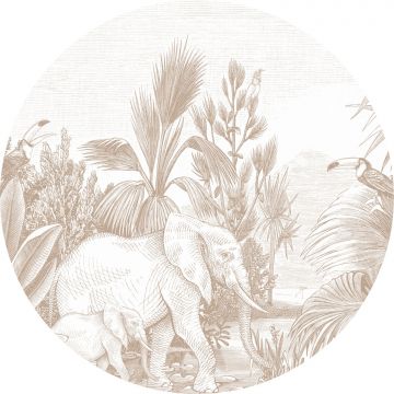 papier peint panoramique rond adhésif jungle beige