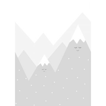 papier peint panoramique montagnes gris clair