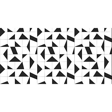papier peint panoramique motif de carrellages noir et blanc