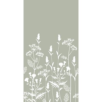 papier peint panoramique fleurs des champs vert menthe grisé