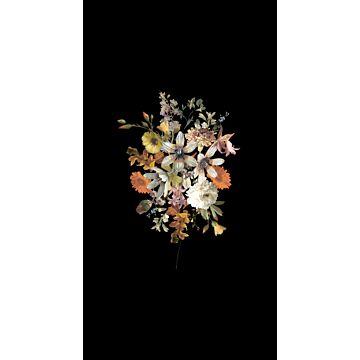 papier peint panoramique nature morte de fleurs multicolore sur noir