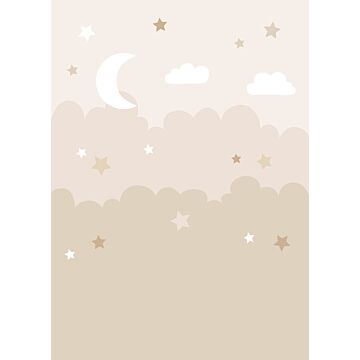 papier peint panoramique nuages ​​et étoiles beige