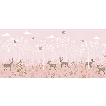 papier peint panoramique cerf rose