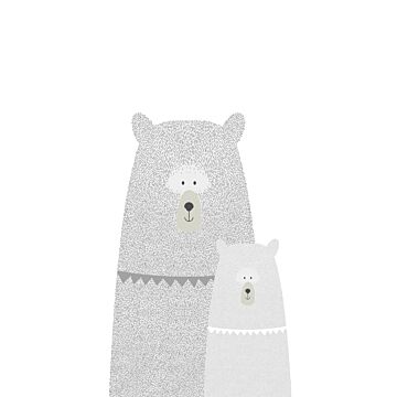papier peint panoramique ours mère et enfant gris clair