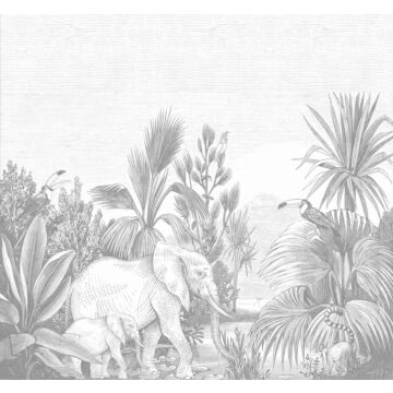 papier peint panoramique jungle gris