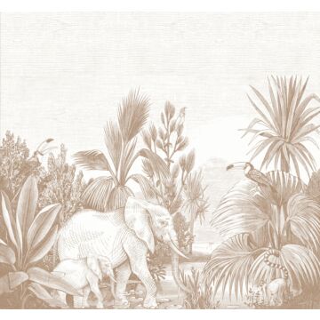 papier peint panoramique jungle beige