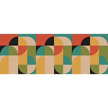 papier peint panoramique cercles de style Bauhaus multicolore