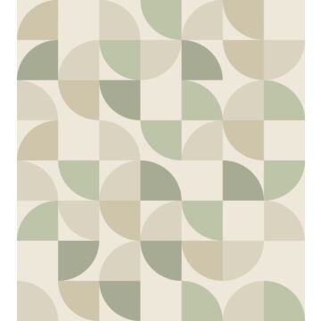 papier peint panoramique formes géométriques beige et vert